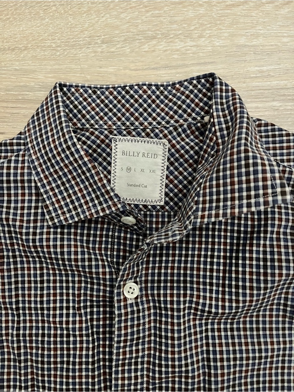 Billy Reid Men’s Blue/Red Check Button Down Long Sleeves Standard Cut - Medium - Picture 2 of 4